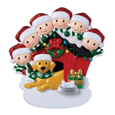 Personalized Christmas Ornament Family of 6 With Dog/Personalized Xmas Ornament Family of 6 with Dog/Holiday Family with Dog Ornament/Parents w/ 4 kids Ornament/Personalized By Santa