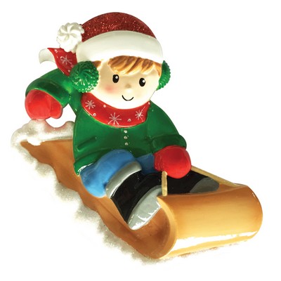 Personalized Christmas Ornament Boy on Sled/Personalized Xmas Ornament Snow Sled/Custom Ornaments Boy on Sled/Personalized By Santa