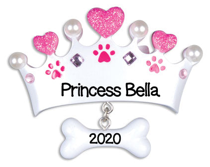 Personalized Christmas Ornaments Pets - Princess Dog Bone/Personalized by Santa/Dog Bone Ornament/Dog Bone Christmas Ornament