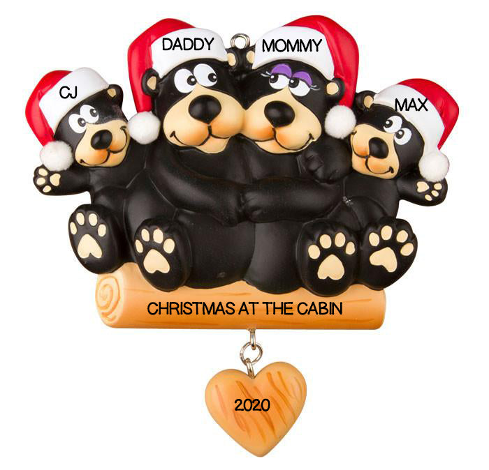 Personalized Christmas Ornaments Family-Black Bear Family of 5 / Personalized by Santa/Christmas Ornament Family of 5/5 Family Christmas Ornament/Family Christmas Ornament 5