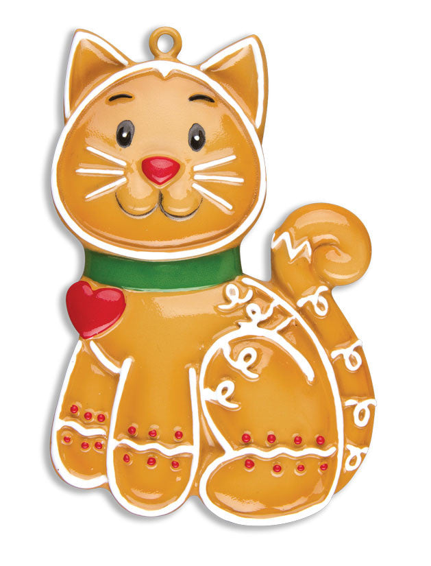 Personalized Christmas Ornaments Pets-Gingerbread CAT, CAT Christmas Ornaments, Love My CAT Ornament, Personalized CAT Ornament, Personalized by Santa/Grantwood Technology