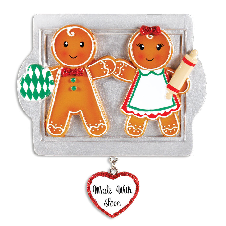 PERSONALIZED CHRISTMAS ORNAMENTS FAMILY SERIES- MADE W/LOVE FAMILY OF 3 / PERSONALIZED BY SANTA / FAMILY ORNAMENT / GINGERBREAD ORNAMENT