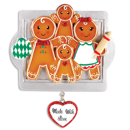 PERSONALIZED CHRISTMAS ORNAMENTS FAMILY SERIES- MADE W/LOVE FAMILY OF 3 / PERSONALIZED BY SANTA / FAMILY ORNAMENT / GINGERBREAD ORNAMENT