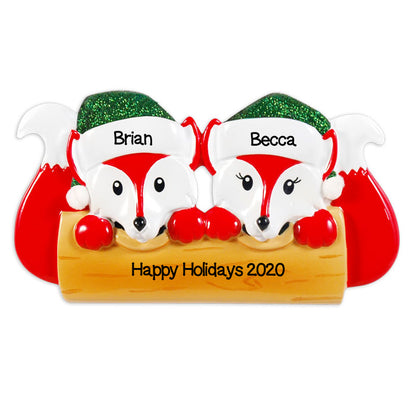 Personalized Christmas Ornaments Family Series- Fox Family of 2 / Personalized by Santa/Fox Ornament/Fox Christmas Ornament