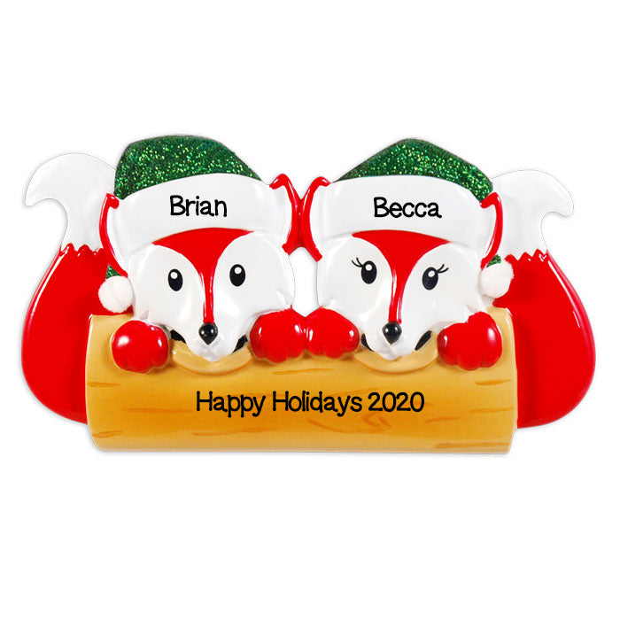 Personalized Christmas Ornaments Family Series- Fox Family of 2 / Personalized by Santa/Fox Ornament/Fox Christmas Ornament
