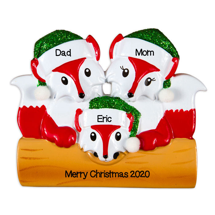 Personalized Christmas Ornaments Family Series- Fox Family of 3 / Personalized by Santa/Fox Family Ornament/Fox Ornament/Fox Christmas Ornaments