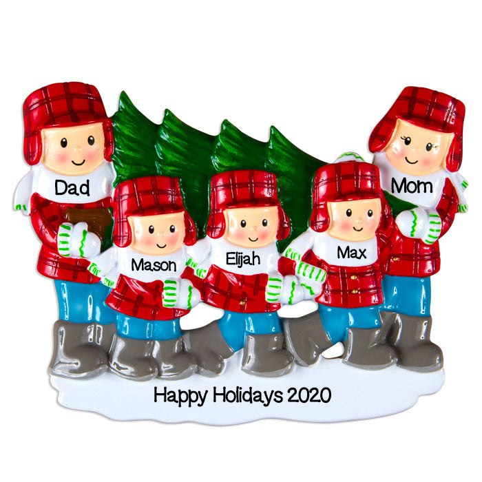 CPERSONALIZED CHRISTMAS ORNAMENTS FAMILY SERIES- CHRISTMAS TREE LOT FAMILY OF 5 / PERSONALIZED BY SANTA / FAMILY ORNAMENT / FAMILY CHRISTMAS ORNAMENTS