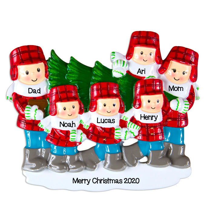 PERSONALIZED CHRISTMAS ORNAMENTS FAMILY SERIES- CHRISTMAS TREE LOT FAMILY OF 6 / PERSONALIZED FAMILY CHRISTMAS ORNAMENTS 6 / CHRISTMAS TREE FAMILY ORNAMENT 6 / PERSONALIZED BY SANTA