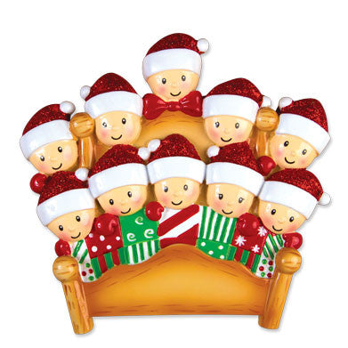 Personalized Christmas Ornaments Family Series- Bed Family of 9 / Personalized by Santa/Family Ornament/Bed Ornaments