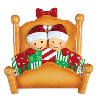 Personalized Christmas Ornaments Family Series- Bed Family of 4 / Personalized by Santa/Family Ornament/Family Christmas Ornament Grantwood Technology