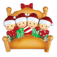 Personalized Christmas Ornaments Family Series- Bed Family of 9 / Personalized by Santa/Family Ornament/Bed Ornaments