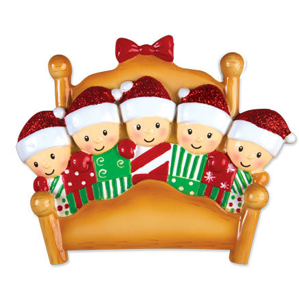 Personalized Christmas Ornaments Family Series- Bed Family of 9 / Personalized by Santa/Family Ornament/Bed Ornaments