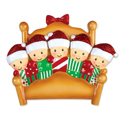 Personalized Christmas Ornaments Family Series- Bed Family of 9 / Personalized by Santa/Family Ornament/Bed Ornaments