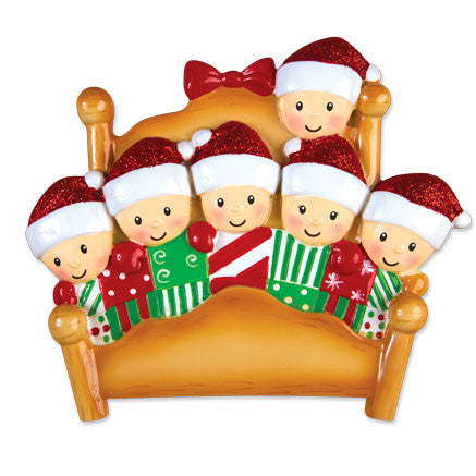 Personalized Christmas Ornaments Family Series- Bed Family of 4 / Personalized by Santa/Family Ornament/Family Christmas Ornament Grantwood Technology