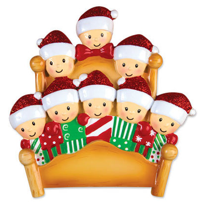 Personalized Christmas Ornaments Family Series- Bed Family of 9 / Personalized by Santa/Family Ornament/Bed Ornaments