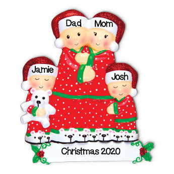 Grantwood Technology Personalized Christmas Ornaments Family Series- Pajama Family of 4 / Personalized by Santa/Personalized Family Christmas Ornaments/Personalized Christmas Ornaments Family of 4