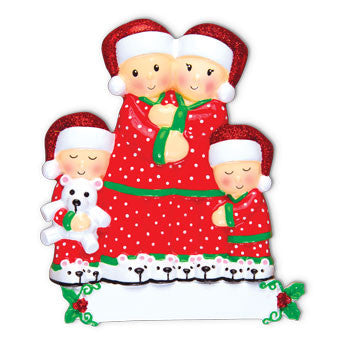 Grantwood Technology Personalized Christmas Ornaments Family Series- Pajama Family of 4 / Personalized by Santa/Personalized Family Christmas Ornaments/Personalized Christmas Ornaments Family of 4