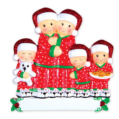 PERSONALIZED CHRISTMAS ORNAMENTS FAMILY SERIES- PAJAMA FAMILY OF 5 /PERSONALIZED BY SANTA/ / 5 FAMILY CHRISTMAS ORNAMENT/ CHRISTMAS ORNAMENT 5 / PERSONALIZED CHRISTMAS ORNAMENT FAMILY OF 5