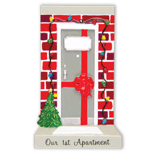 PERSONALIZED CHRISTMAS ORNAMENT NEW APARTMENT DOOR OUR 1ST APARTMENT / PERSONALIZED BY SANTA / PERSONALIZED FIRST APARTMENT ORNAMENTS / PERSONALIZED 1ST APARTMENT ORNAMENTS