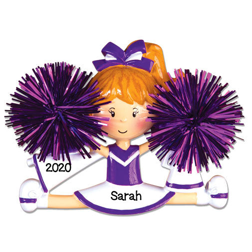 Personalized Christmas Ornaments Sports- Cheerleader Purple/ Personalized by Santa/Personalized Cheerleader Christmas Ornaments