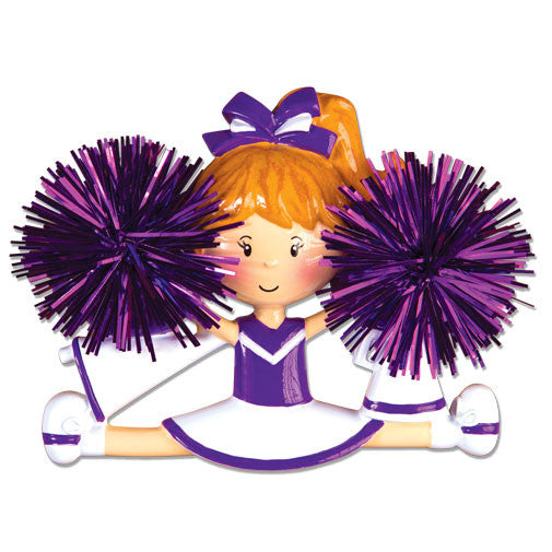 Personalized Christmas Ornaments Sports- Cheerleader Purple/ Personalized by Santa/Personalized Cheerleader Christmas Ornaments