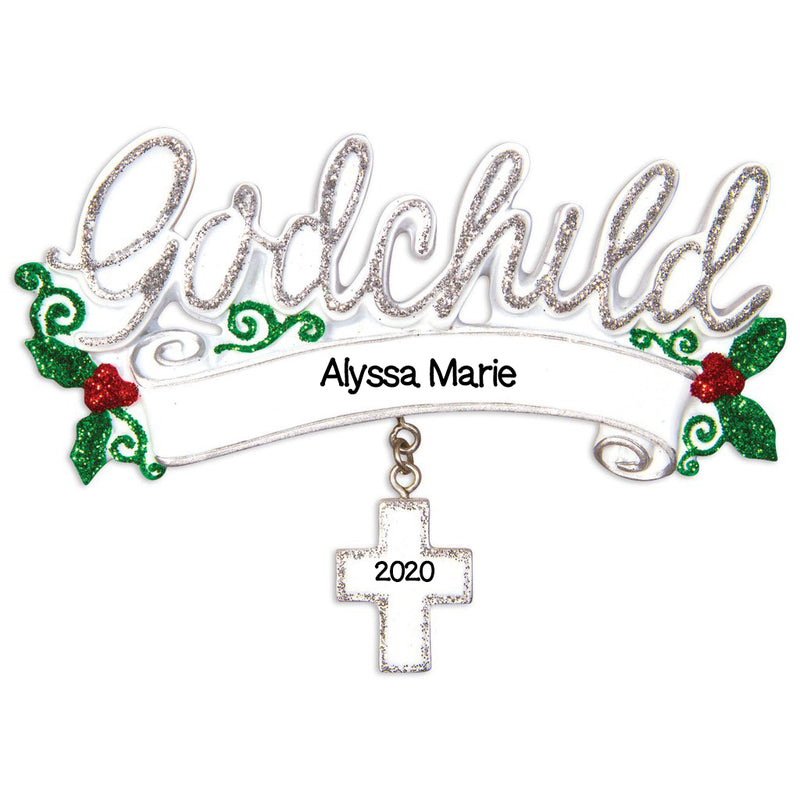 Grantwood Technology Personalized Christmas Ornaments Religious - New Godchild/Personalized by Santa/Godchild Ornament/Hallmark Godchild Ornament