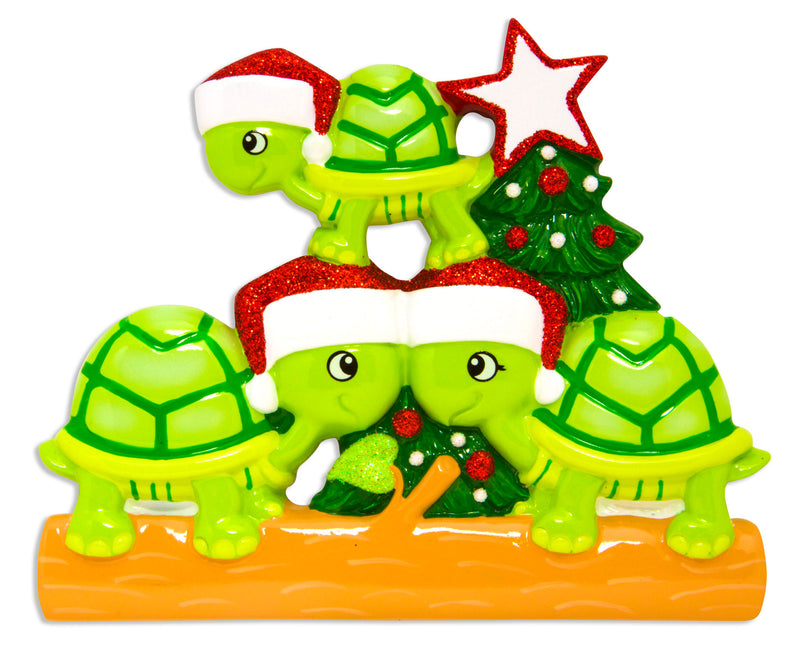 Grantwood Technology Personalized Christmas Ornament Family Holiday- Turtle Family of 3 / Family of 3 Christmas Ornaments/Personalized by Santa