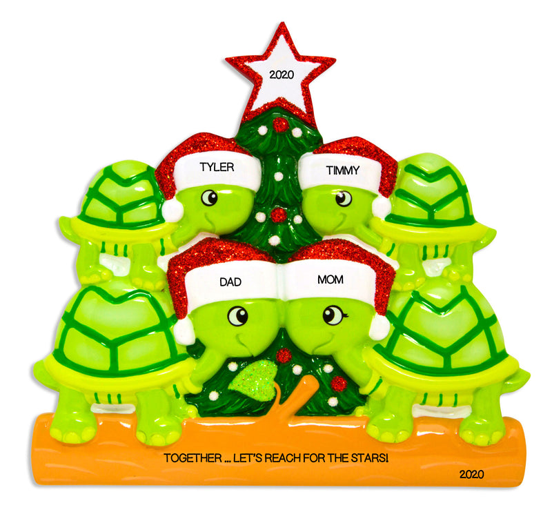 Personalized Christmas Ornament Family Holiday- Turtle Family of 4 / Family Christmas Ornament 4 / Personalized by Santa Grantwood Technology