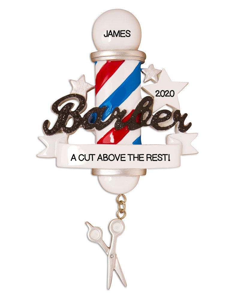 PERSONALIZED BARBER CHRISTMAS ORNAMENT / BEST BARBER CHRISTMAS ORNAMENT / PERSONALIZED BY SANTA