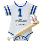 PERSONALIZED CHRISTMAS ORNAMENT BABY'S FIRST- BABY BASEBALL JERSEY-BLUE/ CUSTOMIZED BABY BOY FIRST CHRISTMAS ORNAMENT/ NEW BABY BOY CHRISTMAS ORNAMENT/ BABY BOY SPORTS ORNAMENT/ BABY'S 1ST CHRISTMAS