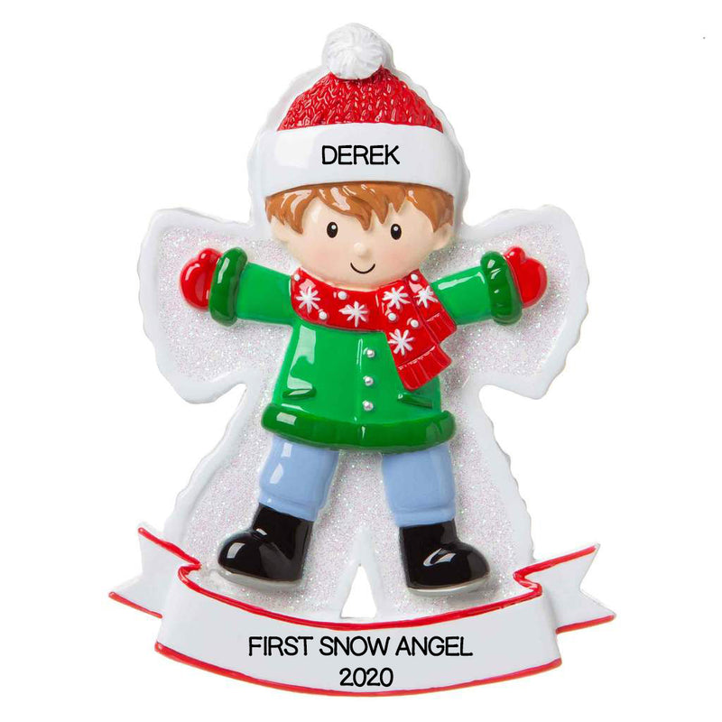 Grantwood Technology Personalized Christmas Ornament Child- Snow Angel BOY/Personalized Snow Angel BOY Ornaments/Cute BOY Ornaments/BOY in Snow Ornament/Customized BOY Making Snow Angel Ornament