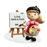 Personalized Christmas Ornament Child- Girl Artist/Artist Ornament/Paint Ornaments/Girl Artist Ornament