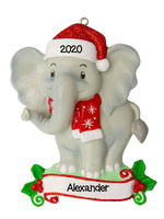 Personalized Christmas Ornament-Hand Made ELEPHANT Zoo Animals-Elephant/Personalized by Santa/Elephant Ornament/Child Baby's First/Elephant