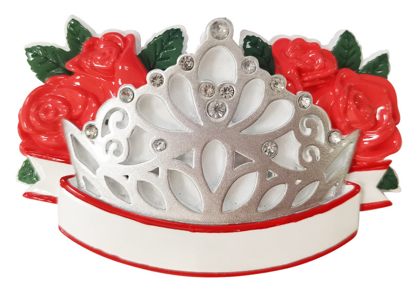 Personalized Christmas Ornament - Pageant Queen/Crown/Princess/Red Roses/Bejeweled Crown