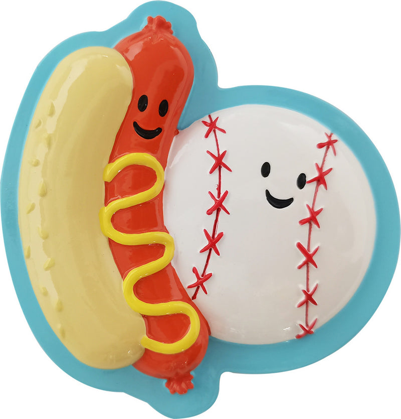 Personalized Christmas Ornament - Hot Dogs & Baseball/Couples/BFFs/Partners/Perfect Match