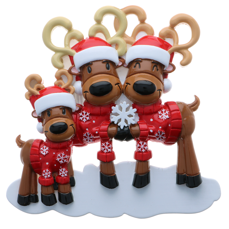 Personalized Christmas Ornament-Reindeer Family/Reindeer Couple/Family of 2/Family of 3/Family of 4/Family of 5/Family of 6