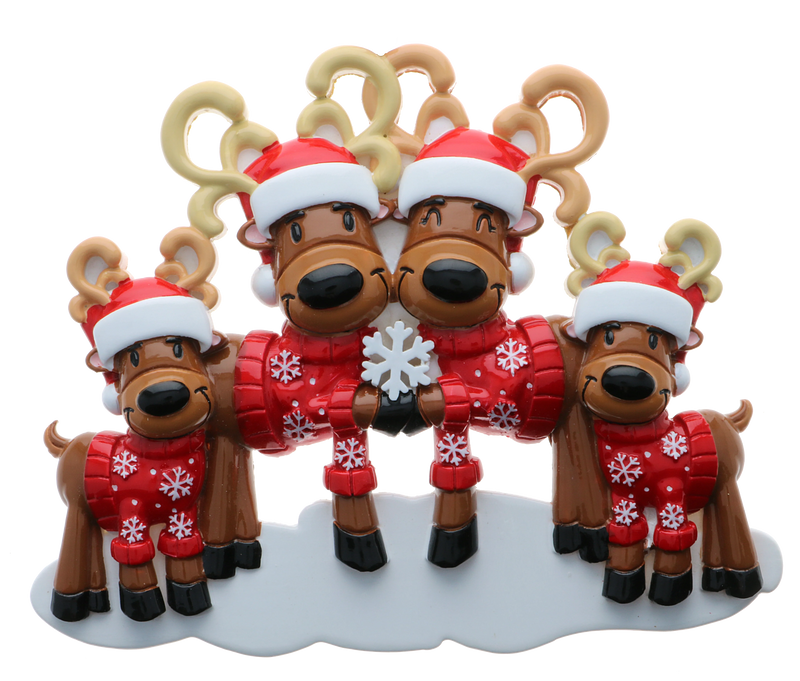 Personalized Christmas Ornament-Reindeer Family/Reindeer Couple/Family of 2/Family of 3/Family of 4/Family of 5/Family of 6