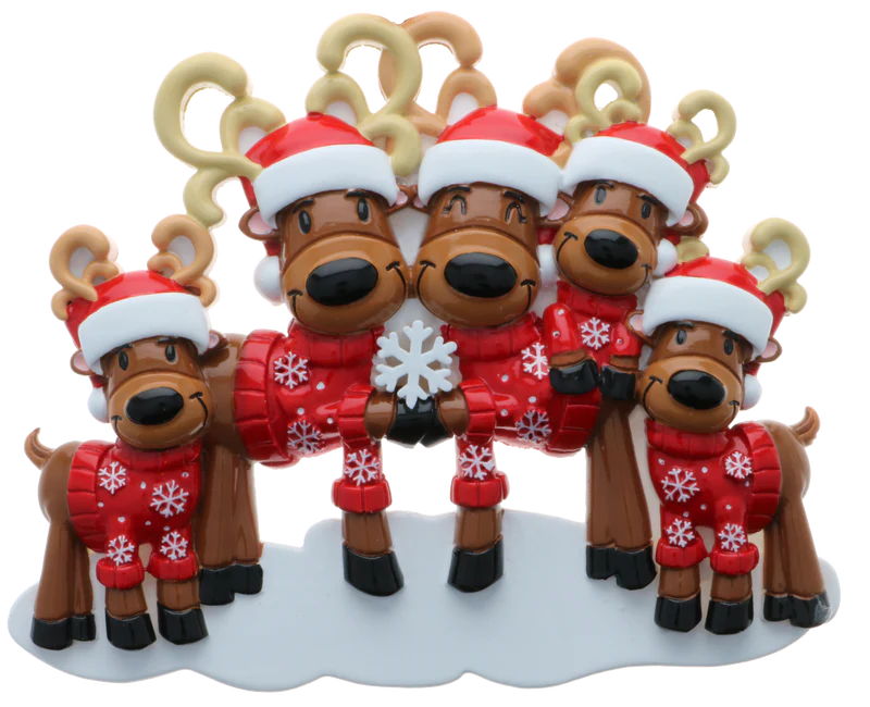 Personalized Christmas Ornament-Reindeer Family/Reindeer Couple/Family of 2/Family of 3/Family of 4/Family of 5/Family of 6