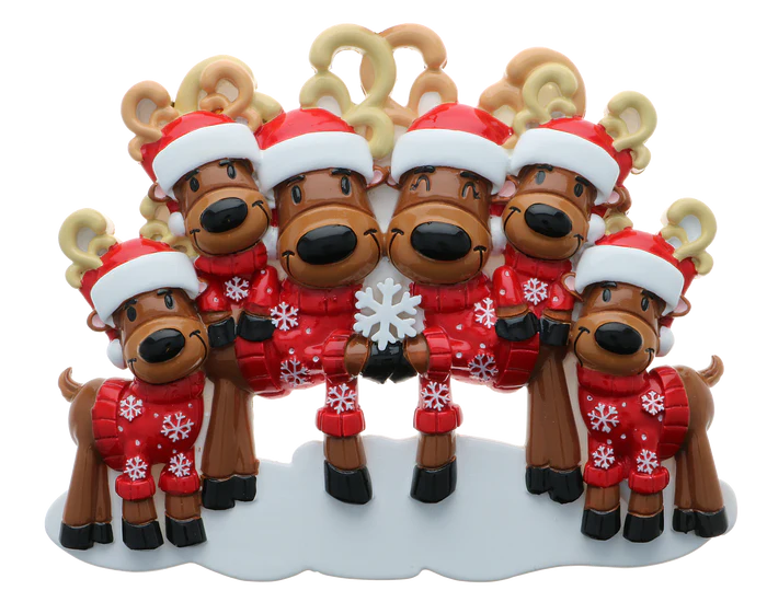 Personalized Christmas Ornament-Reindeer Family/Reindeer Couple/Family of 2/Family of 3/Family of 4/Family of 5/Family of 6