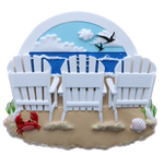 Personalized Christmas Ornament - Beach Chairs/Ocean Vacation/Couples/Family of 2/Family of 3/Family of 4/Family of 5