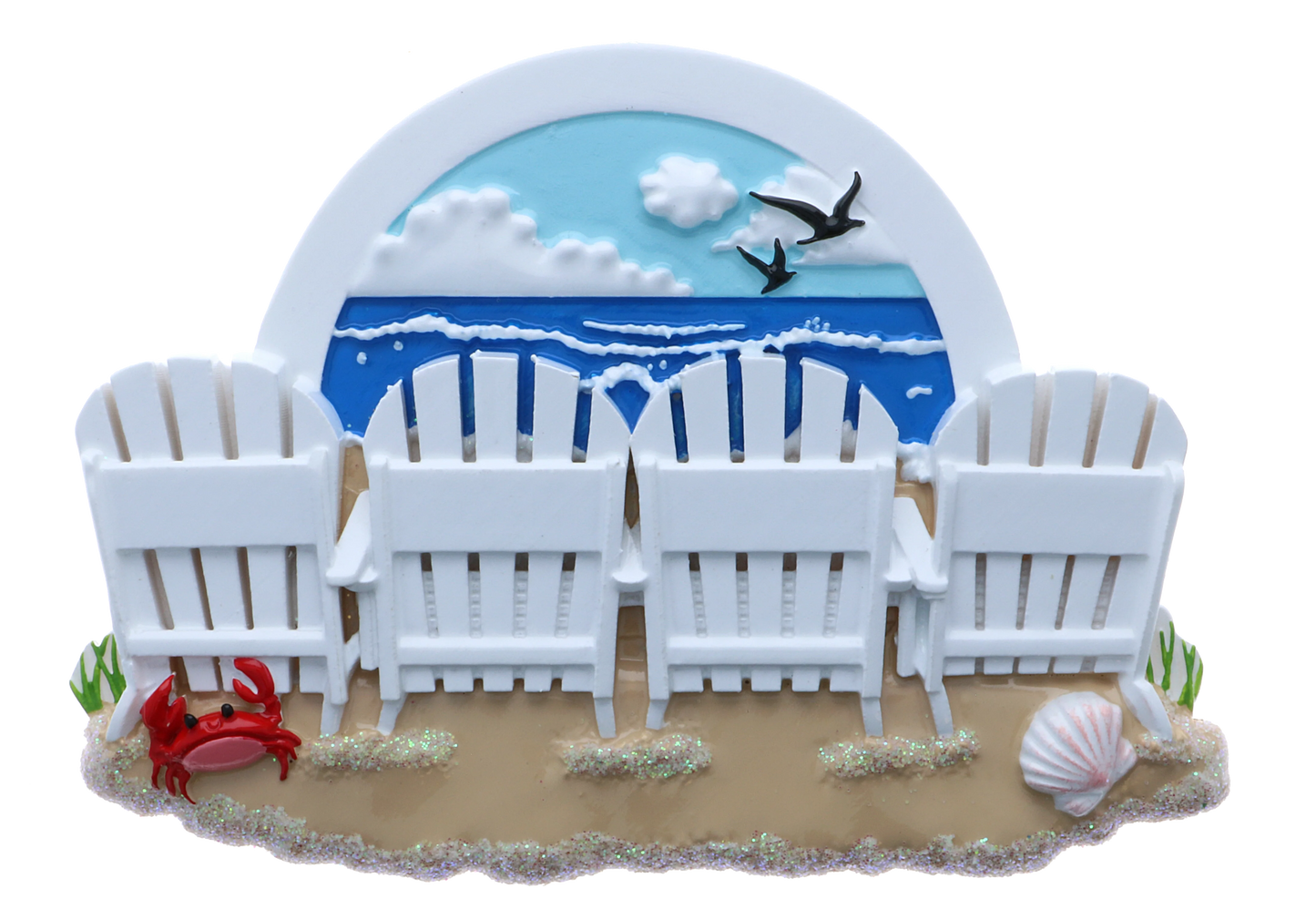 Personalized Christmas Ornament - Beach Chairs/Ocean Vacation/Couples/Family of 2/Family of 3/Family of 4/Family of 5