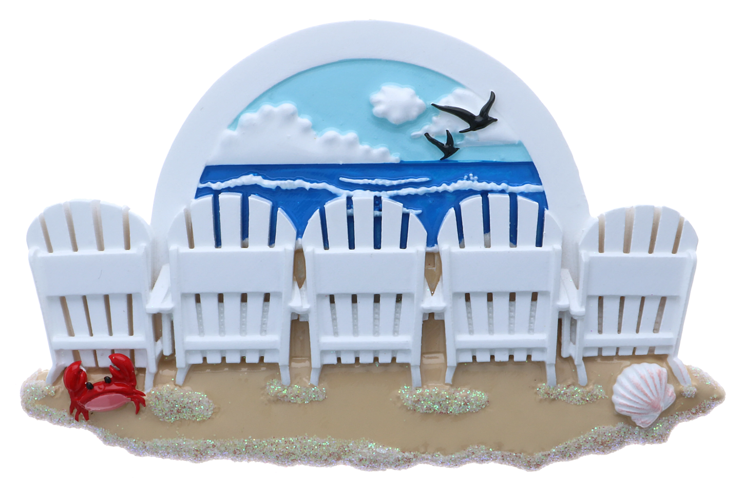 Personalized Christmas Ornament - Beach Chairs/Ocean Vacation/Couples/Family of 2/Family of 3/Family of 4/Family of 5