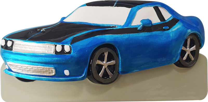 Personalized Christmas Ornament - Blue Car/Blue Sports Car/Muscle Car