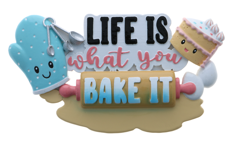 Personalized Christmas Ornament - Life Is What You Bake It/Inspirational Saying/Be Positive/Baker/Rolling Pin