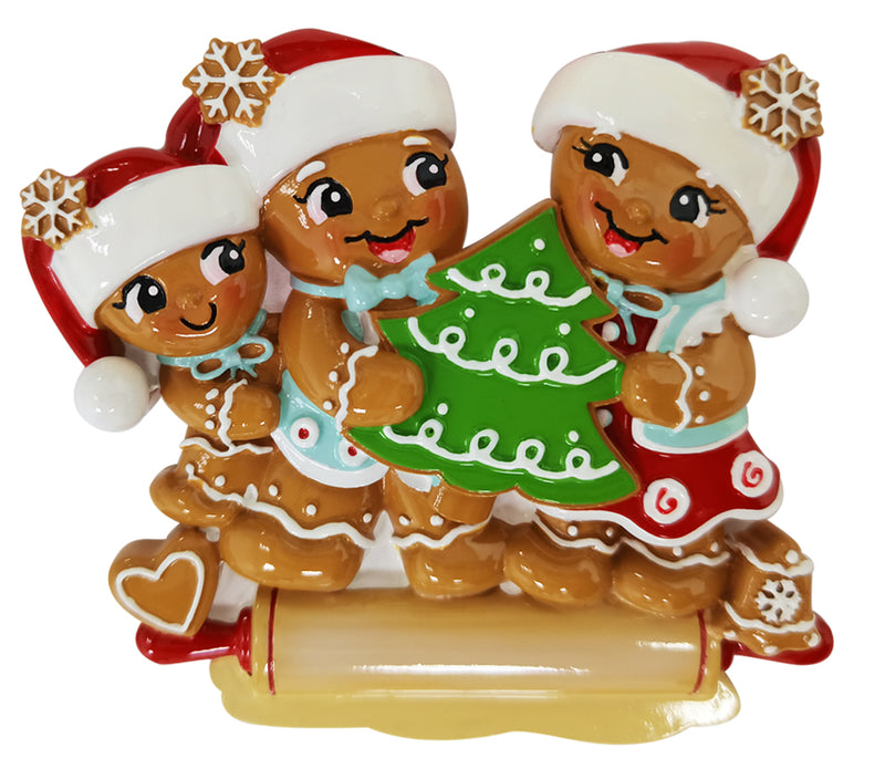 Personalized Christmas Ornament - Gingerbread Family/Family of 3/Family of 4/Family of 5/Family of 6