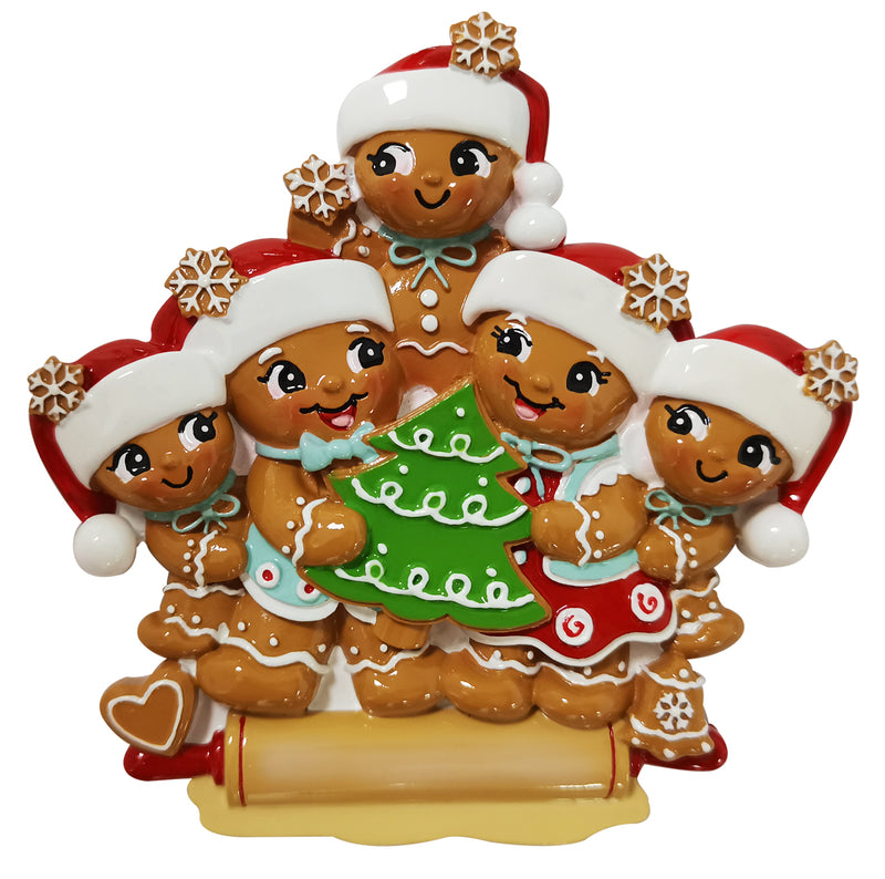 Personalized Christmas Ornament - Gingerbread Family/Family of 3/Family of 4/Family of 5/Family of 6