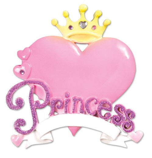 Personalized Christmas Ornaments Child-Princess Heart/Personalized by Santa/Princess Ornament/Personalized Ornaments for Kids