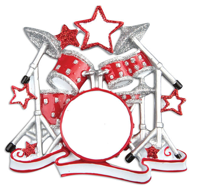 Personalized Christmas Ornaments Hobbies/Activities-Drum Set/Personalized by Santa/Drum Ornament/Drum Ornament Set/Drums Ornament