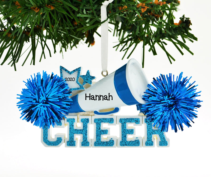 Personalized Christmas Ornament Cheerleader Blue Cheer/Personalized by Santa/Cheerleader Christmas Ornament/Blue Cheerleader Christmas Ornament