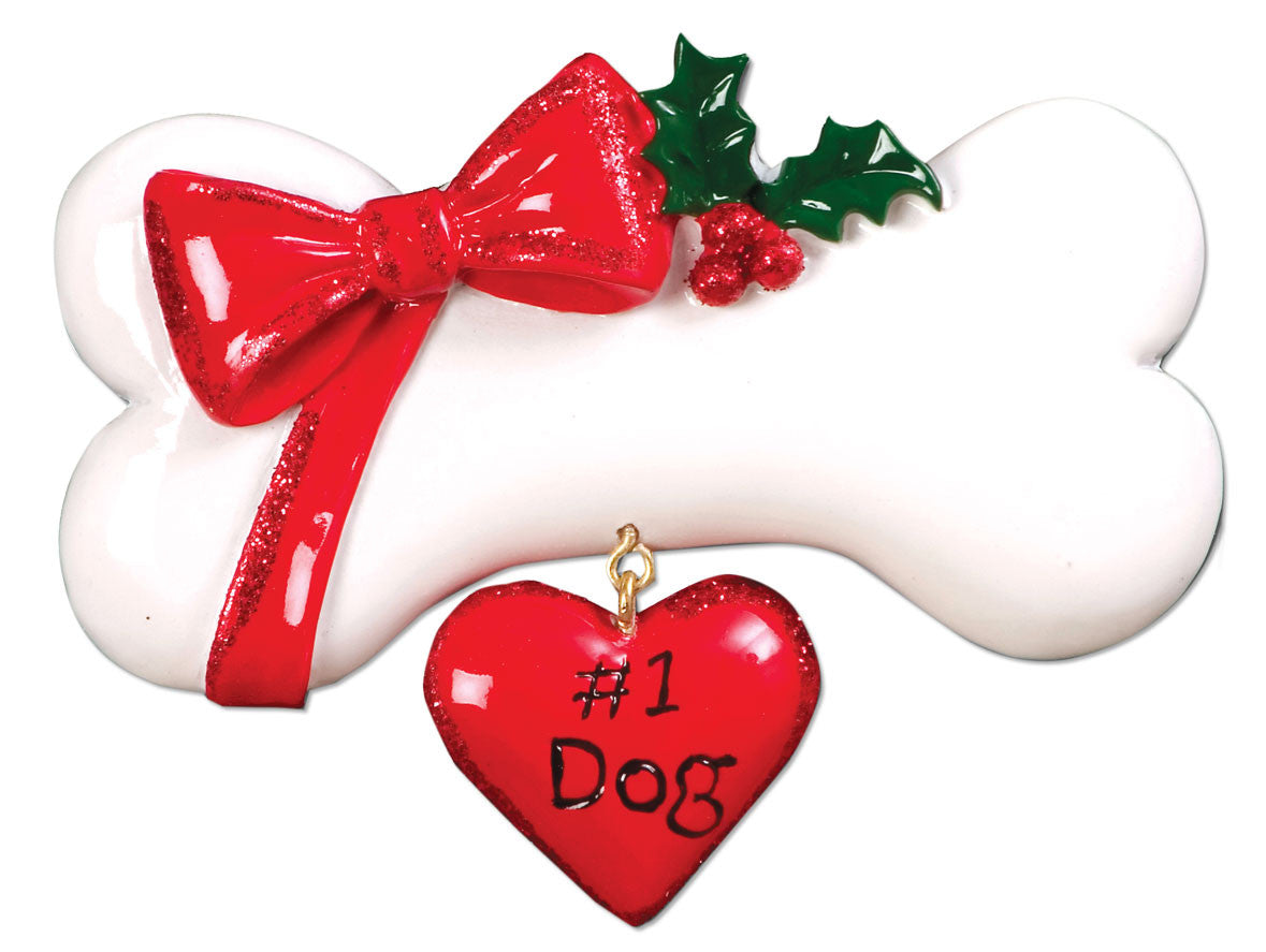 Personalized Christmas Ornaments Pets-Dog Bone W/Bow/Personalized by Santa/Dog Bone Ornament/Dog Ornaments/Dog Christmas Ornaments